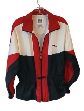 Wilson Vintage Red, White, And Black Colorblock Windbreaker Jacket Size Medium